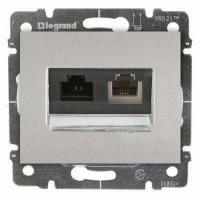 Двойная розетка телефон RJ11+ интернет RJ45 6 UTP Алюминий. Galea Life. Legrand