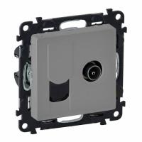 Розетка ТВ простая + интернет RJ 45 кат. 6 UTP Valena Life. Алюминий. Legrand