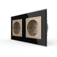 Розетка Livolo 2 поста Золотая с черной рамкой VL-C7C2EU-13/12