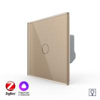 Одноклавишный умный сенсорный Адаптивный диммер Livolo ZigBee, 1 пост, Золотой VL-C701D1Z-2AG