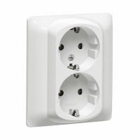 Розетка двойная 2х2К+3 16А, винтовые клеммы, Белый. Legrand Galea Life