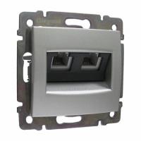 Розетка двойная телефонная 2хRJ11 Алюминий. Legrand. Valena