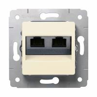 Розетка компьютерная двойная 2хRJ45 UTP кат.6. Слоновая кость. Legrand Cariva