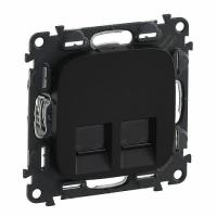 Розетка интернет двойная 2хRJ 45 Категория 6 UTP. Антрацит. Valena Allure. Legrand