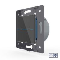 Двухклавишный сенсорный выключатель Livolo Quadro сухой контакт с функцией радиоуправления, цвет черный (механизм)