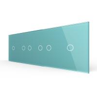 Панель для четырех сенсорных выключателей Livolo, 6 клавиш (1+2+2+1), цвет зеленый, стекло