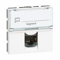 Розетка RJ45 FTP кат.6, 90°, 2 модуля. Белый. Legrand Mosaic