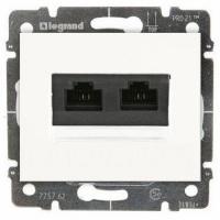 Розетка компьютерная двойная RJ 45 UTP категории 6, винтовые клеммы Белый. Galea Life. Legrand