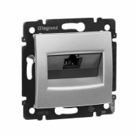 Розетка компьютерная RJ45 UTP Кат.5e на захватах Алюминий. Legrand. Valena