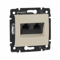 Розетка двойная компьютерная RJ45 UTP кат.5e на винтах Слоновая кость. Legrand Valena