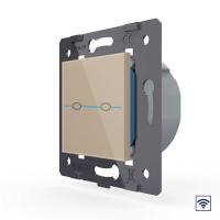 Двухклавишный сенсорный выключатель Livolo Quadro с функцией радиоуправления, цвет золотой (механизм)