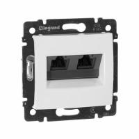 Розетка двойная компьютерная RJ45 UTP кат.5e на винтах Белая. Legrand Valena