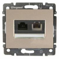 Двойная розетка телефон RJ11+ интернет RJ45 6 UTP Титан. Galea Life. Legrand