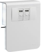 SL new, Держатель устройств c двумя разъёмами - 2xRJ45 Кат.6 UAE WE (8/8), для профиля 20х115 мм, без доп. накладки, PC/ABS безгалогеновый, RAL9010 чисто-белый
