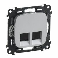 Розетка интернет двойная 2хRJ 45 Категория 6 UTP. Алюминий. Valena Allure. Legrand