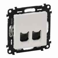Розетка интернет одиночная RJ 45 Категория 6 UTP+ Розетка телефонная RJ 11 Valena Life. Белый. Legrand