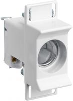Основание предохранителя 1P, 63A, Un=400В АС, на дин-рейку, для плавкой вставки D02, с керамическим изолятором и крышками клеммных зажимов, винтовой зажим на входе, хомутиковый зажим на выходе