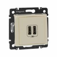 Зарядное устройство с 2-мя коннекторами USB 1500 мА Слоновая кость. Legrand Valena