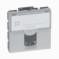 Розетка RJ45 UTP кат.6, 2 модуля. Алюминий. Legrand Mosaic