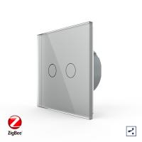 Сенсорный проходной выключатель Livolo ZigBee (Wi-Fi) 2 клавиши 1 пост Серый