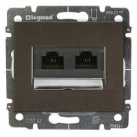 Розетка компьютерная двойная RJ 45 UTP категории 5е, винтовые клеммы Темная Бронза. Galea Life.