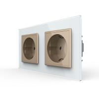Розетка Livolo 2 поста Золотая с белой рамкой VL-C7C2EU-13/11