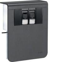 SL new, Держатель устройств c двумя разъёмами - 2xRJ45 Кат.6 UAE WE (8/8), для профиля 20х115 мм, без доп. накладки, PC/ABS безгалогеновый, RAL9011 графитово-чёрный