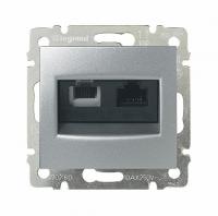 Розетка телефон/интернте RJ11/RJ45 UTP кат.6 Алюминий. Legrand. Valena