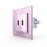 Розетка Livolo USB с блоком 5В 2.1А двойная Розовая