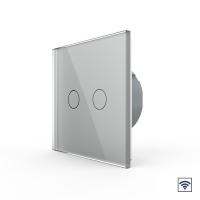 Сенсорный радиоуправляемый выключатель Livolo 2 клавиши 1 пост Серый