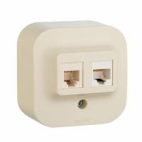 Розетка телефон+компьютер RJ11+RJ45 UTP кат.5е. Слоновая кость. Legrand Quteo