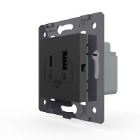 Розетка USB type C+A с блоком питания 36W Livolo, цвет черный (механизм) VL-FCUA18W.UC18W-2BP