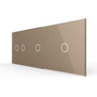 Панель для трех сенсорных выключателей Livolo, 4 клавиши (2+1+1), цвет золотой, стекло