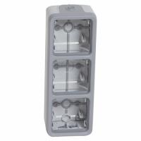 Монтажная коробка 3 поста вертикальная, Серый. Plexo(мембр. сальники),IP55. Legrand
