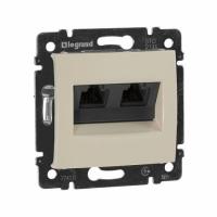 Розетка двойная компьютерная RJ45 FTP кат.6 на винтах Слоновая кость. Legrand Valena