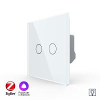Двухклавишный умный сенсорный диммер Livolo ZigBee, 1 пост, Белый VL-C702D2Z-2WG