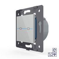 Двухклавишная сенсорная кнопка Livolo Quadro 12/24В с функцией радиоуправления, цвет серый (механизм)