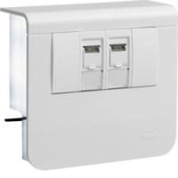 Держатель устройств c двумя разъёмами - 2xRJ45 Кат.6 UAE WE (8/8), для профиля 20х55 мм, без доп. накладки, PC/ABS безгалогеновый, RAL9010 чисто-белый . Hager SL