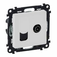 Розетка ТВ простая + интернет RJ 45 кат. 6 UTP Valena Life. Белый. Legrand