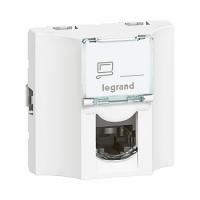 Проходная розетка RJ45 UTP кат. 5е, 8 контактов 2 модуля. Белый Legrand Mosaic