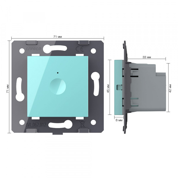Одноклавишный сенсорный выключатель Livolo Module, цвет зеленый (механизм)