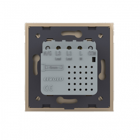 Двухклавишный сенсорный выключатель Livolo Module, цвет золотой