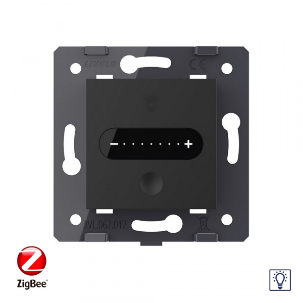 Одноклавишный проходной сенсорный диммер Livolo ZigBee, цвет черный (механизм) VL-FC1SDZ-2BP