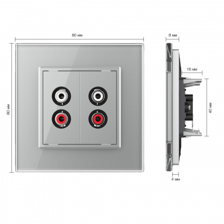 Розетка мультимедийная двойная AUDIO RCA LIVOLO серая VL-C792AD-15
