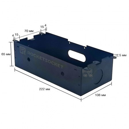 Розетка горизонтальная выдвижная 2 Euro 16A, USB type A+C с блоком 18W RocketSocket, цвет черный
