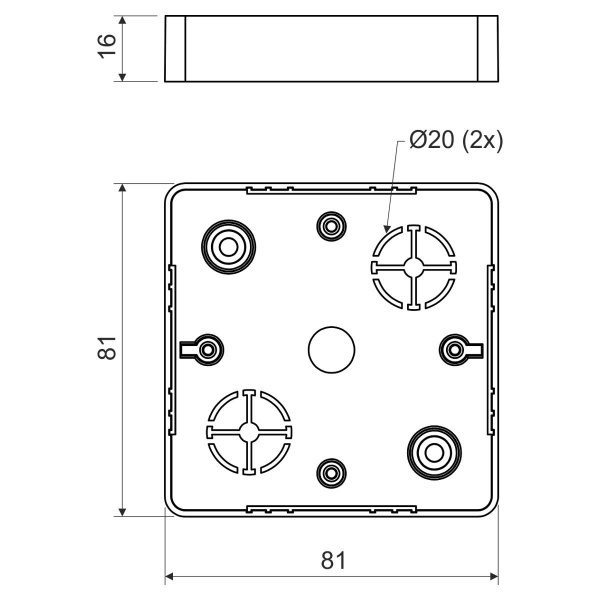 Распределительная коробка с крышкой VLK 80/R LK 80R/2_HB