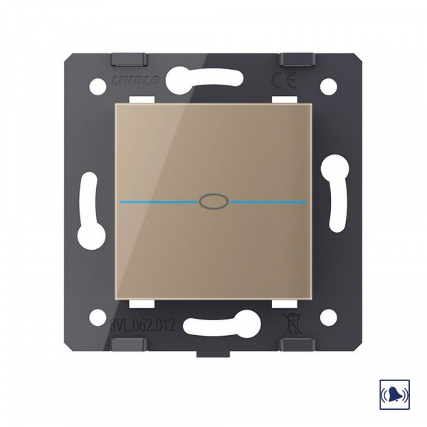 Сенсорная кнопка дверного звонка Livolo Quadro, цвет золотой (механизм)