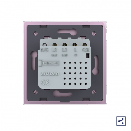 Двухклавишный проходной сенсорный выключатель Livolo Module, цвет розовый
