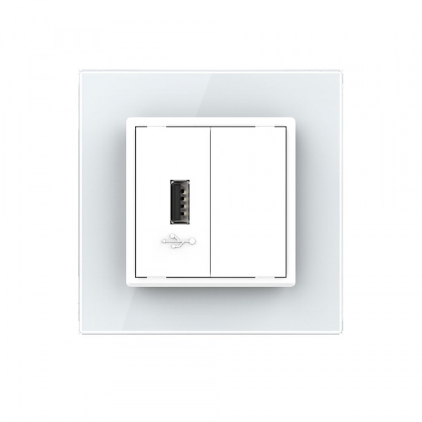 Розетка USB LIVOLO с блоком питания 5В 2.1А белая VL-C791USB-11