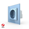 Розетка электрическая ZigBee (Wi-Fi) с заземлением защитными шторками 16A Livolo 1 пост Синяя